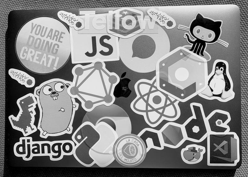 My laptop with stickers showing my passion